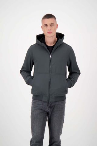 HOODED SOFTSHELL JACKET SILVER ZIP